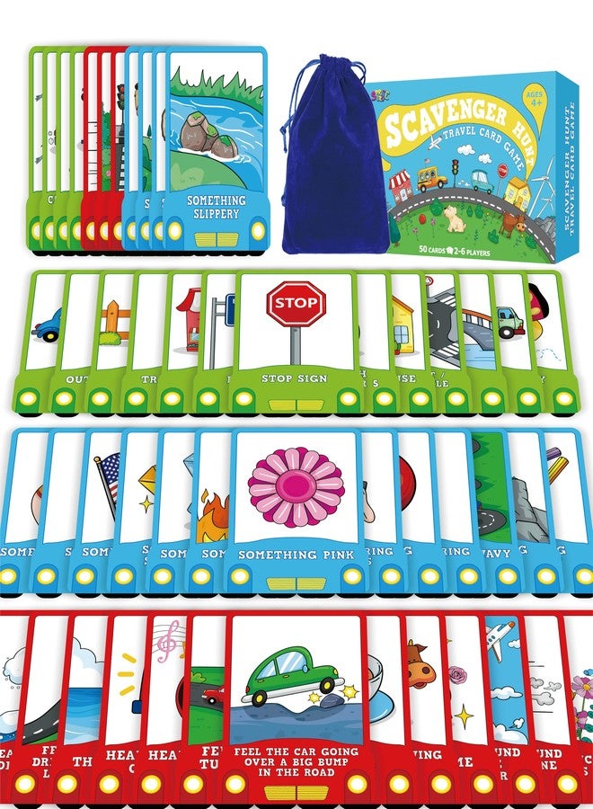 SpriteGru 50PCS Travel Scavenger Hunt Card Game, Road Trip Car Games Fun Eye Find & Seek Card Game Funny Activity for Activities for Family Vacations, Road Trips and Car Rides, Ages 4 and Up - Image 1